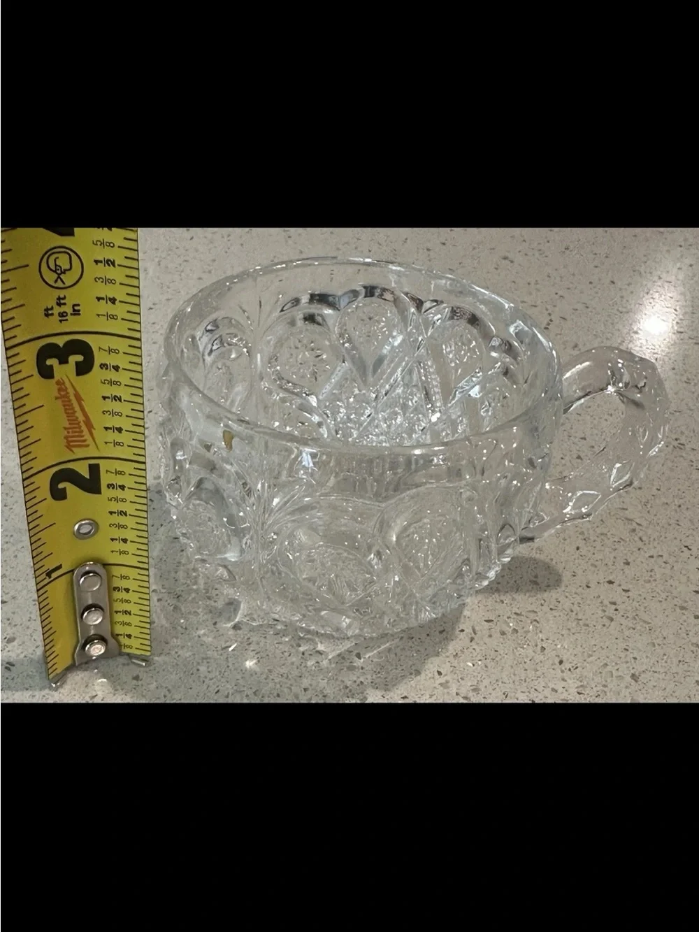 Cut Glass Etched Crystal-Look Pitcher Mug - Clear